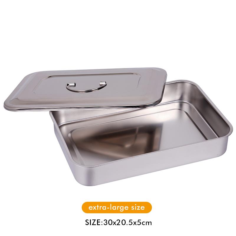 Stainless Steel Dental Instruments Tray With Lid Surgical Tool Medical Disinfection Sterilization Container New