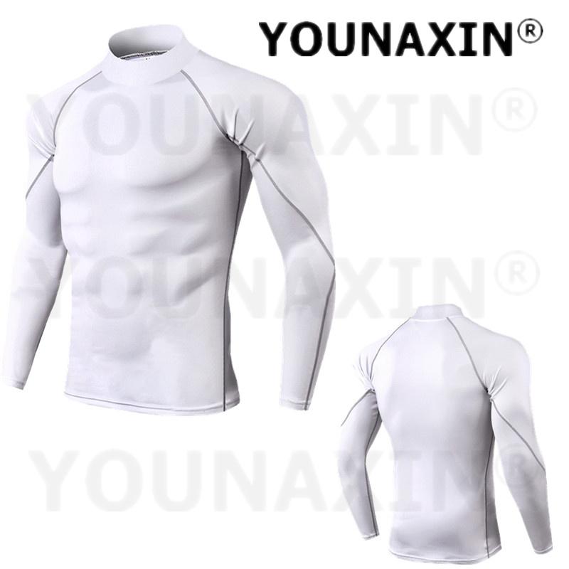 Men's High-necked Sports Long Sleeves T-shirts Skinny Fitness Clothes Yoga Training Running Quick-drying Cycling Tights Top S M L XL 2XL 3XL