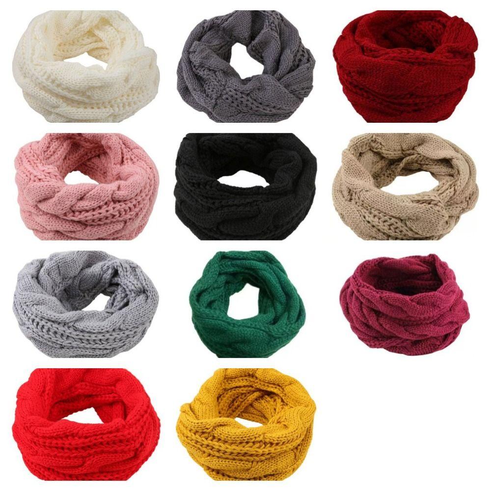 Thickened Knitted Scarf Solid Color Warm Scarves Simple Wool Bib Men