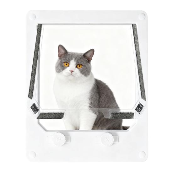 Cat Door for Thin Plates 4 Way Locking Pet Door Interior Cat Door with Magnetic Flap for Cats Up To 18 Lbs Easy To Install On Sliding Doors Cat House