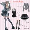 Ligwon Gothic Lolita Cosplay Long Sickly Top and Bottom Mini Cake Black and Korean Christmas Women's Set, Sleeve, Cute, Set, Skirt, Skirt, Stylish,