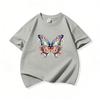 Kids Cotton T Shirt Colorful Floral Pattern Butterfly Print Crew Neck Short Sleeve Tee Casual Boys Girls Summer Tops