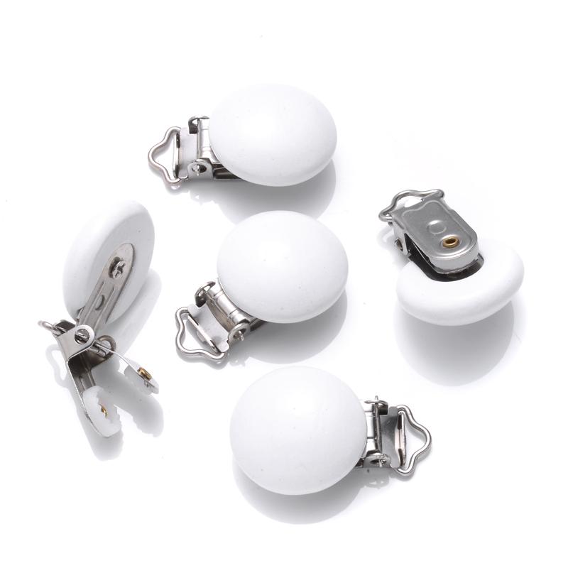 10Pcs Baby Pacifier clips 30mm Round Wooden Dummy Nipple Holder Clip for DIY Nursing Pacifier Chain Teething Toy Accessories
