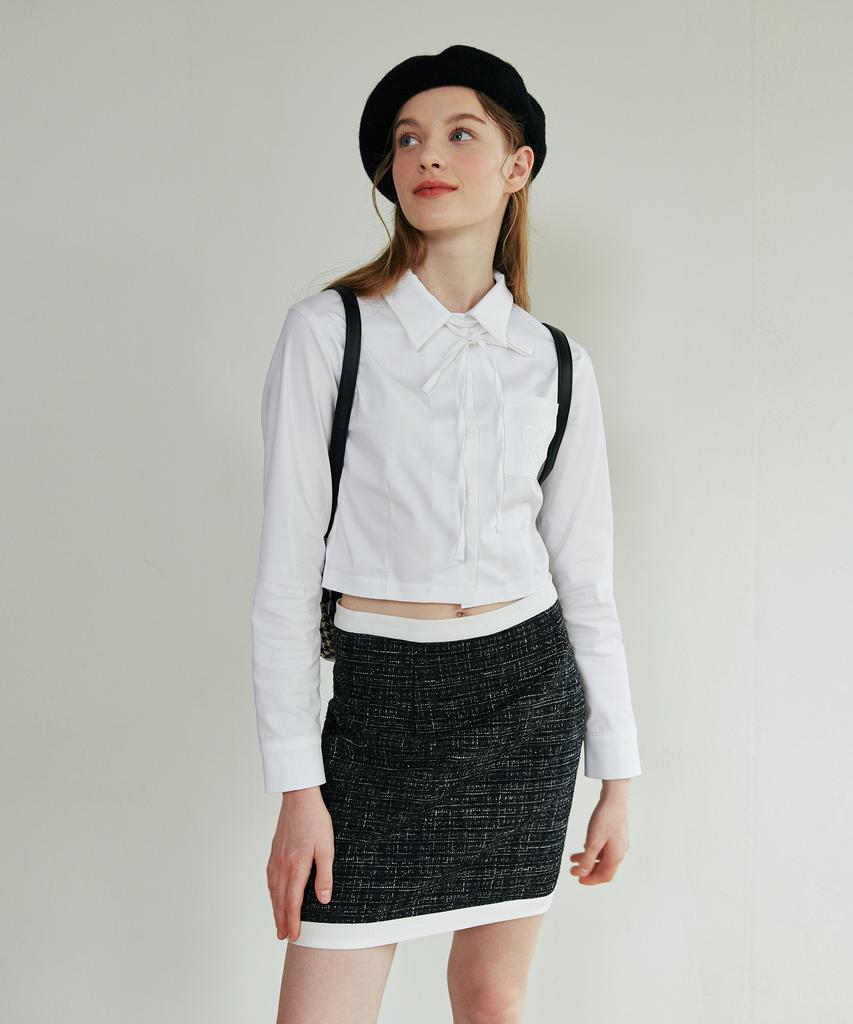 LULUCHOU Bling Tweed Skirt - Black
