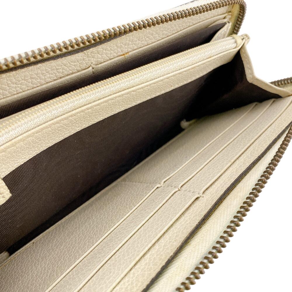 GUCCI 496317 Zip Around Logo print leather Purse white leather Used