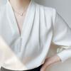 NaVaVa Office Pearl V Neck Long sleeVe Blouse Nb3005