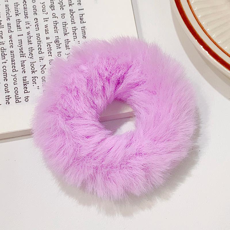 2pcs New Colorful Fluffy Hair Band for Women Girls Ponytail Holder Hair Tie Plush Scrunchie Rubber Band Fashion Hair Accessories