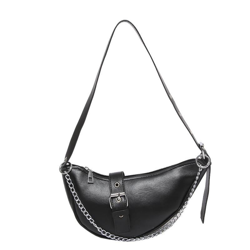 Trendy 2024 Black Small Pu Shoulder Bag Stylish Street Fashion Chic Design