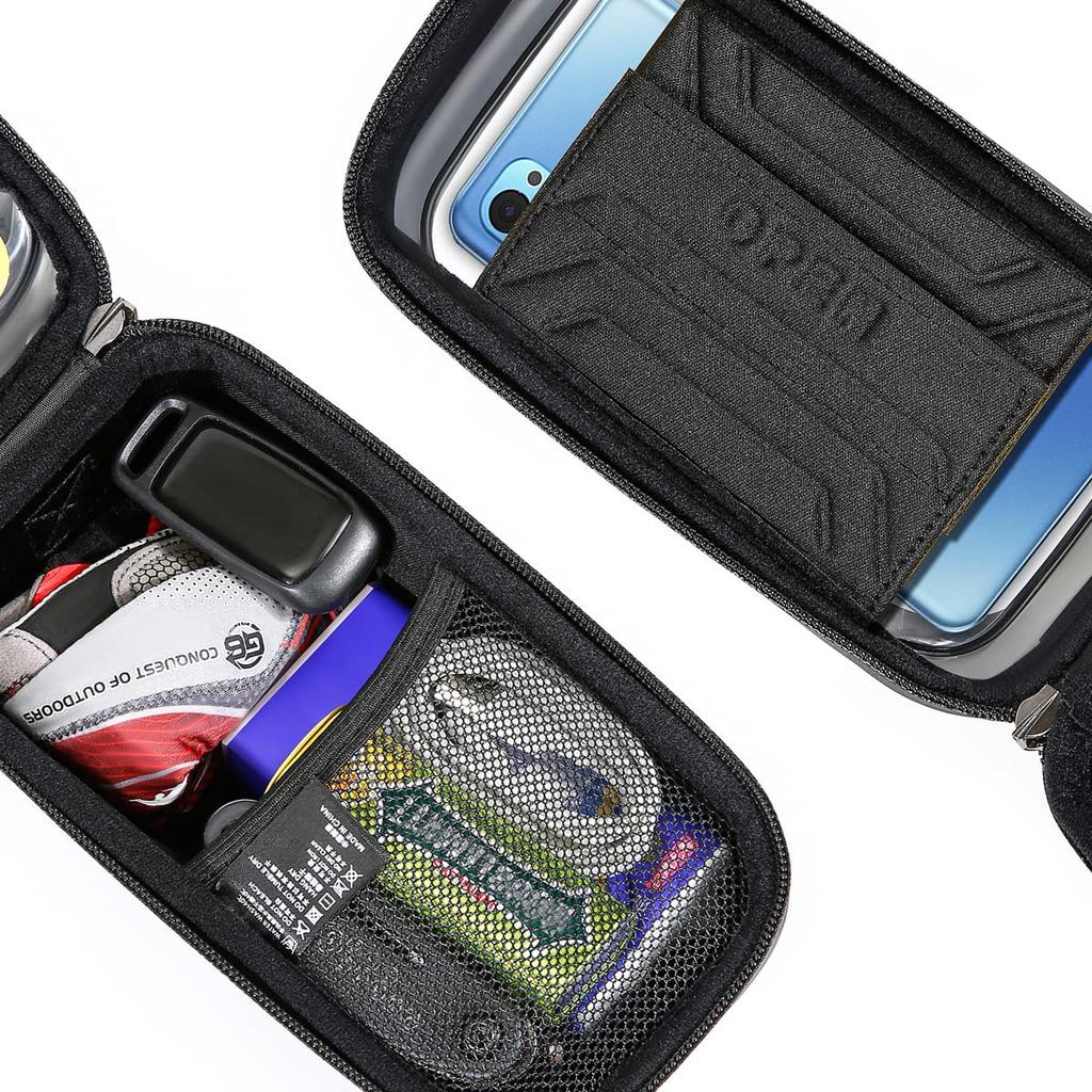 WILD MAN Quick Release Touchscreen Bike Frame Top Tube Bike Phone Front Frame Ideal for and MTB Cycling Bag, Bag, Mountain, Road, (E12X, Black)