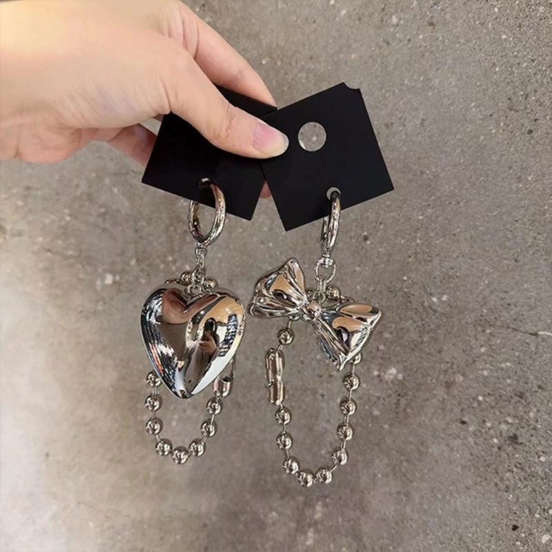 Romantik Stilvolles Liebesherz Anhänger Schleife Schlüsselanhänger Accessoire Stilvoller Schlüsselhalter für Frauen Robuster Metall Auto Schlüsselanhänger