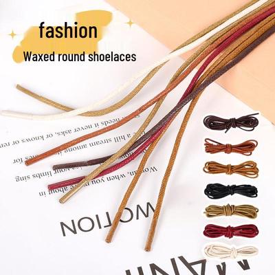 Multi-Color Thick Waxed Round Shoelaces for Oxford Shoes, Leather Boots, and Martin Boots