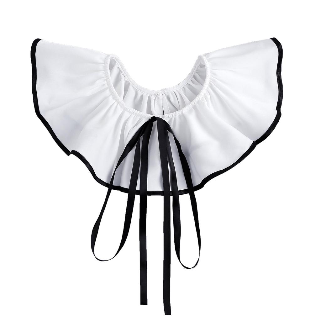 Elegant False Collar Neck Accessory Laceup Tied Decorative Collar with Ruffle Design For Office Casual And Party Outfit