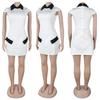 Temperament Short-sleeved Commuter Dress, Lapel Skirt, Color Matching Pocket Decoration, Waist Slimming, Sexy Zipper Skirt