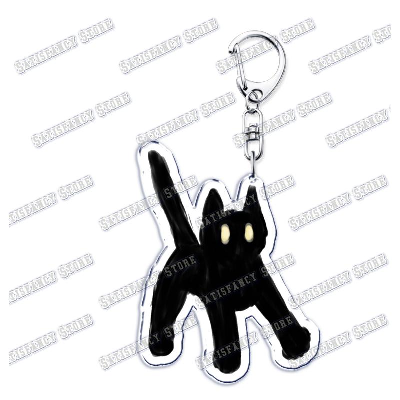 Cute Kawaii Little Black Cat Acrylic Keychains Funny Pet Kitty Keyring for Accessories Bag Pendant Key Chain Jewelry Fans Gifts