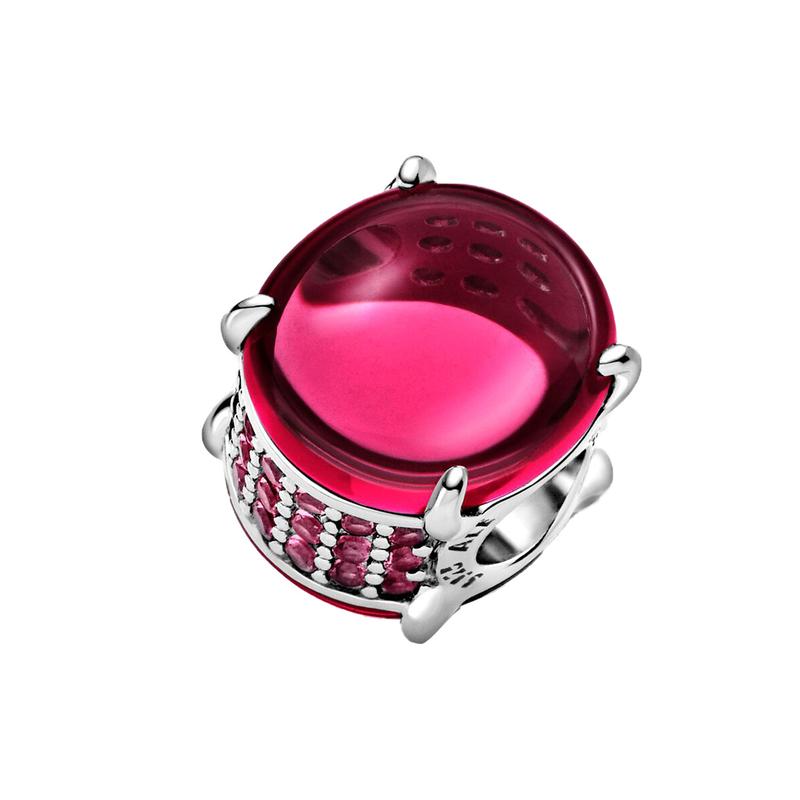 Pandora 925 silver red oval cabochon gemstone charm for women 799309C01