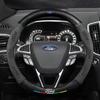 Ford ST EXPLORER EDGE Fiesta Focus Mondeo F150 Fusion Mustang Kuga Ranger Car Anti-Slip Suede Carbon Fiber Steering Wheel Cover