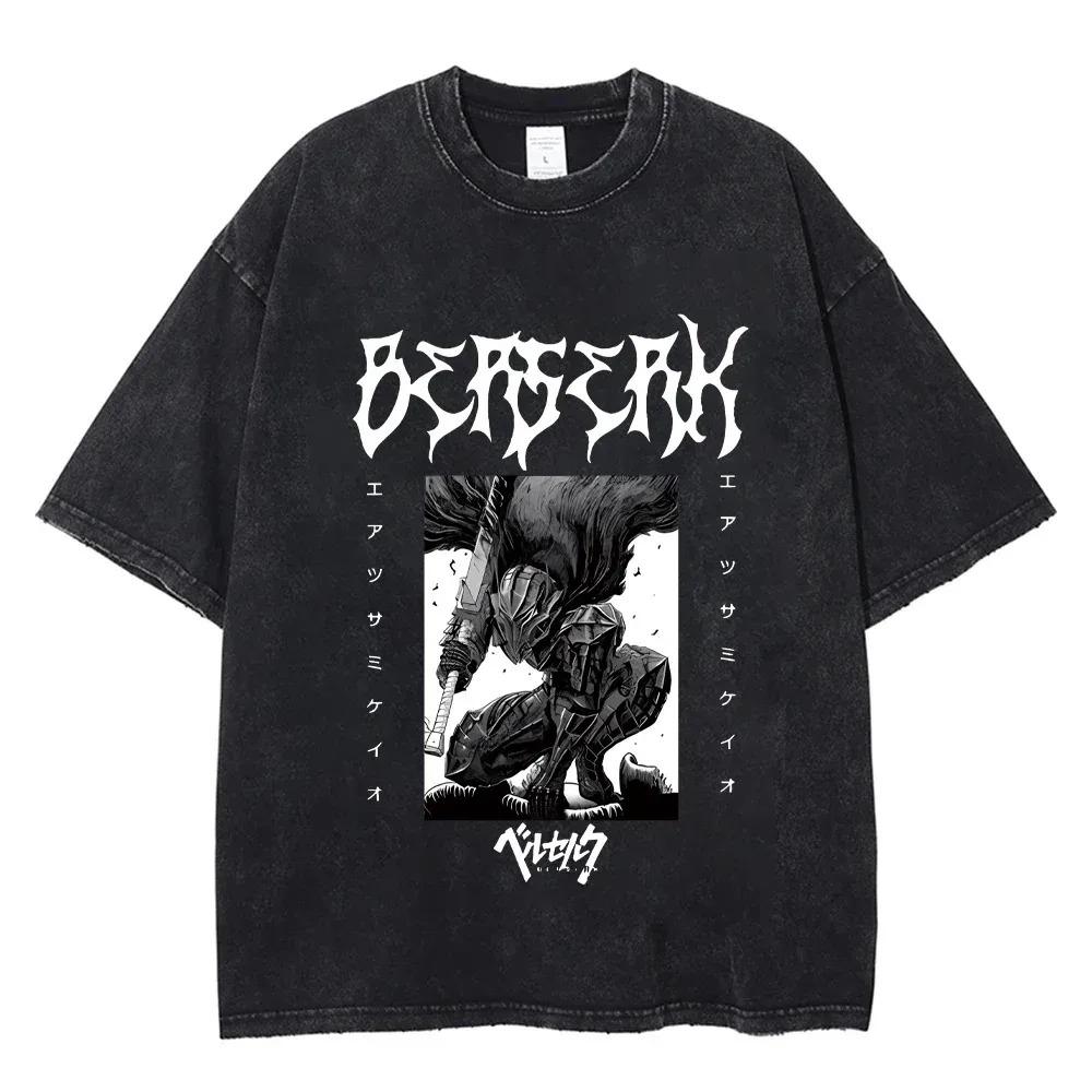 Casual Harajuku Vintage Hip Hop Clothing  Anime Berserk Griffith T Shirts Washed Manga Graphic Oversized Y2k TShirts Unisex