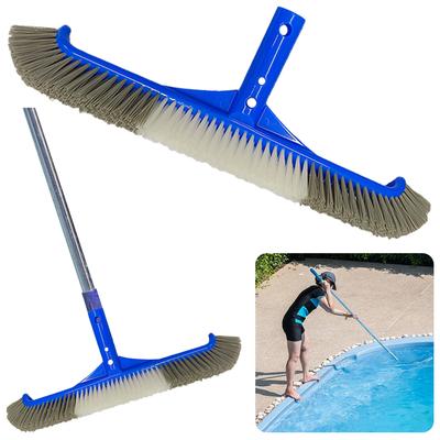 17 Zoll Robuster Poolbürstenkopf mit gebogenen Enden Reinigungsbürstenkopf zum Reinigen von Inground-Poolfliesen Wänden Boden Stufen