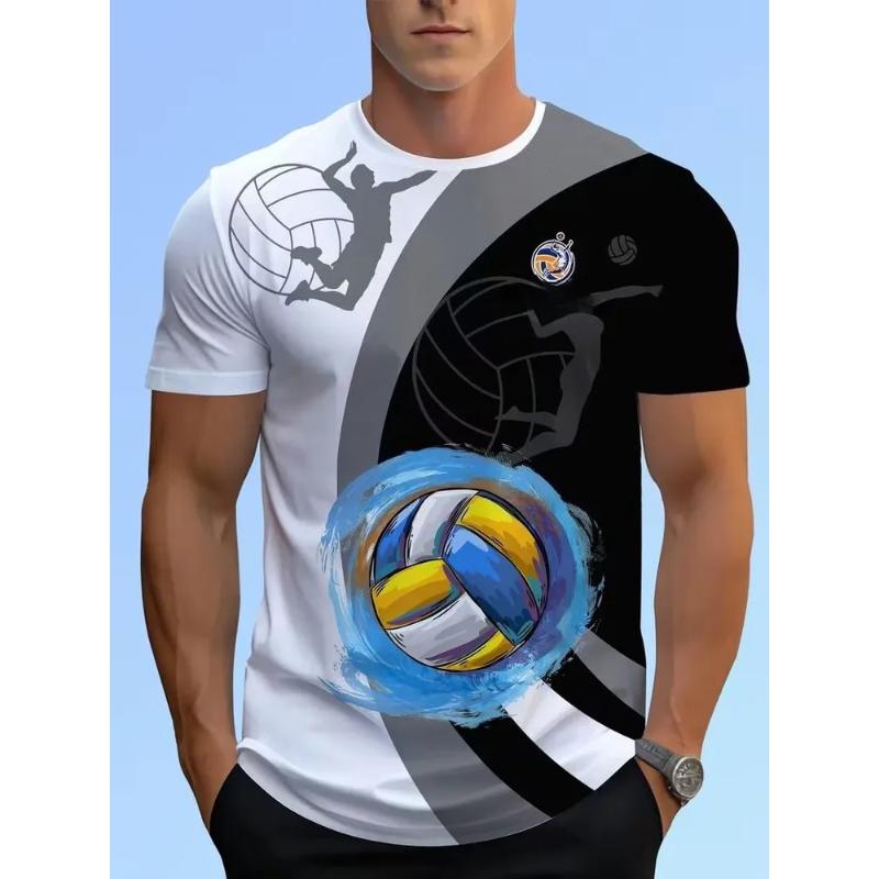 

Men s Ball Printed Top Loose Short Sleeve Casual T-Shirts Men’s XS