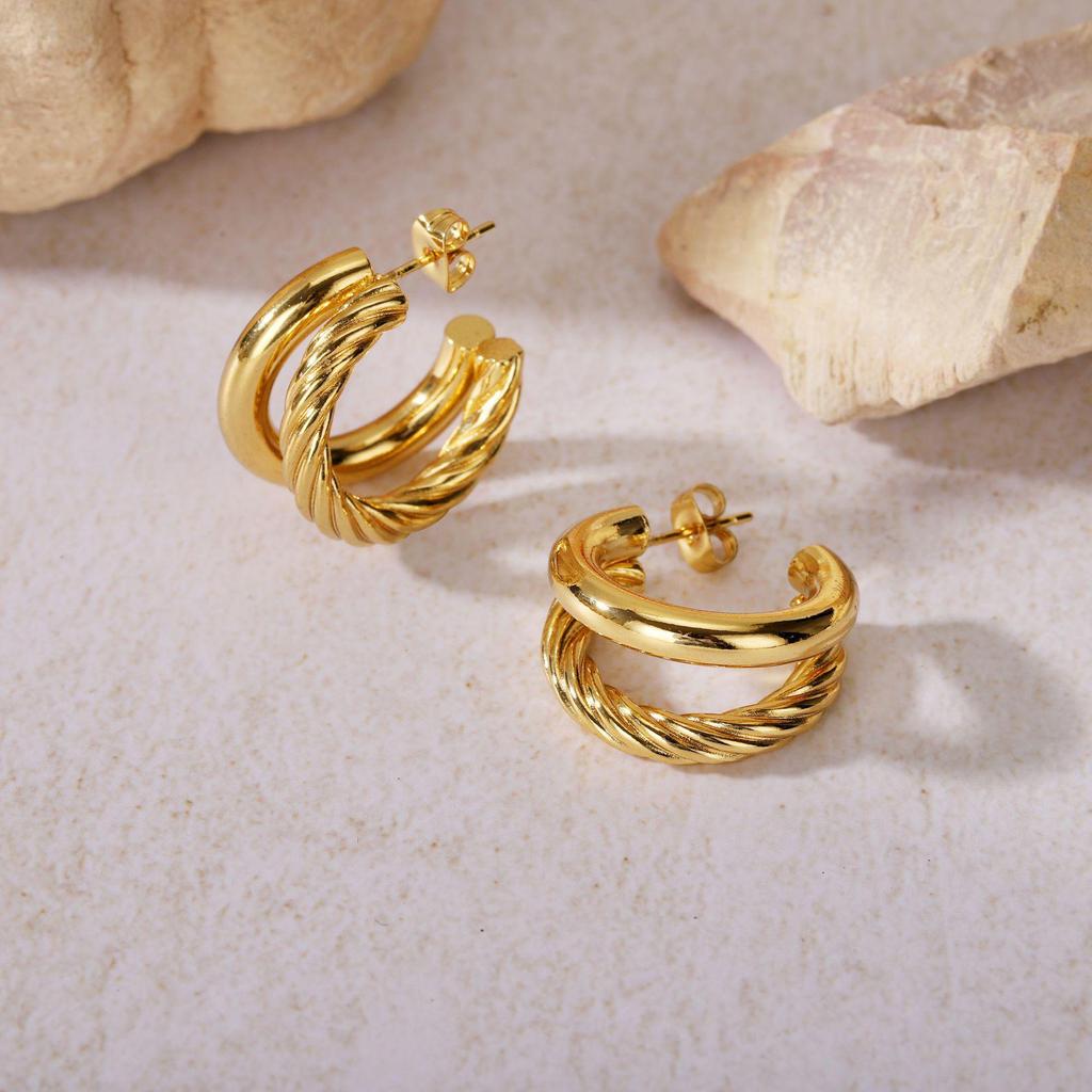 2025 Titanium Steel Twisted Braid Earrings - Light Luxury, New Style