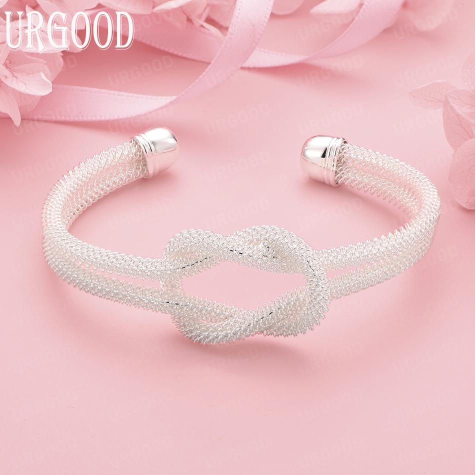 925 Sterling Silver Braided Bangle Wedding Jewelry 65mm