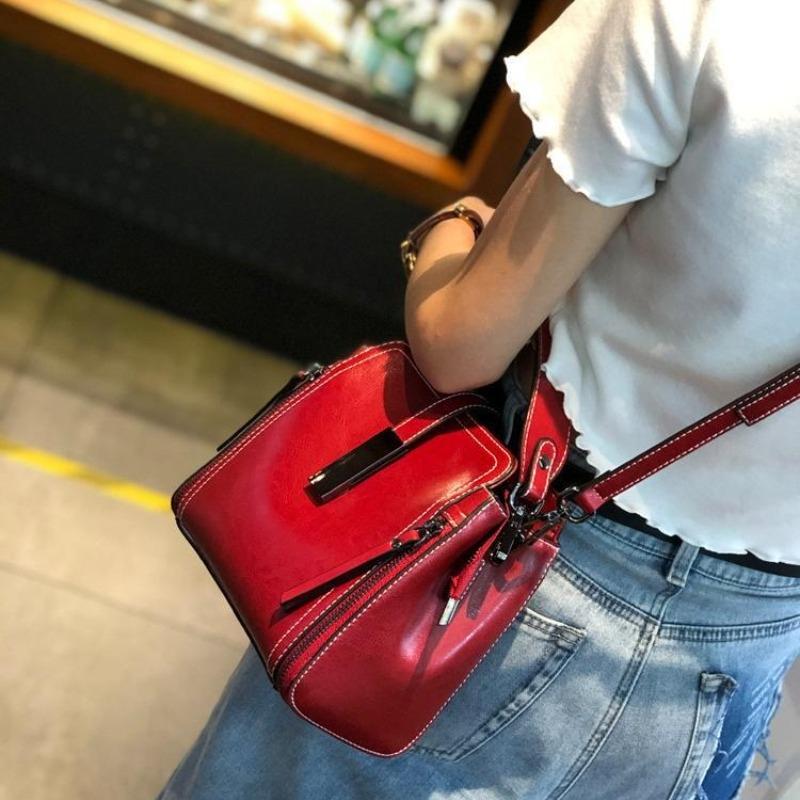 Genuine Leather Women's Shoulder Bag Vintage Luxury Designer Women Handbags Fashion Cowhide High Quality Crossbody Bags