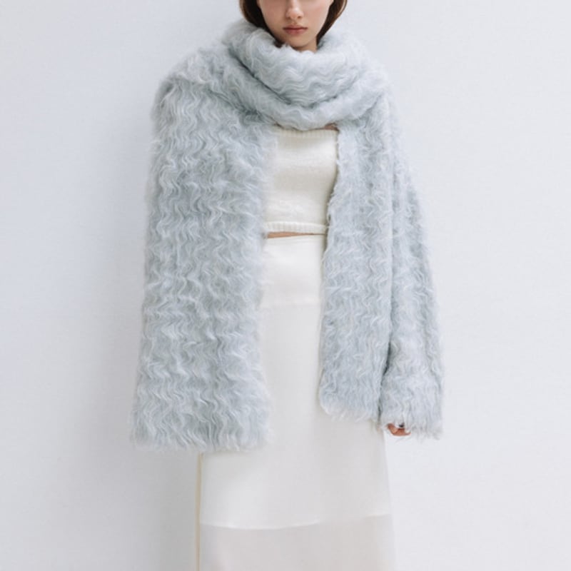 THETIS WAVY FLUFF LONG HAIR wool MUFFLER_TT5W704LB