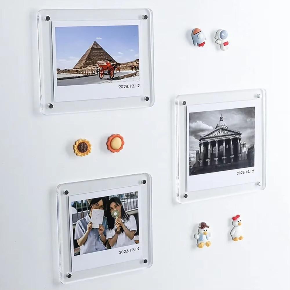 Double Sided Fridge Magnetic Photo Frame Transparent Fridge Photo Frame Refrigerator Display