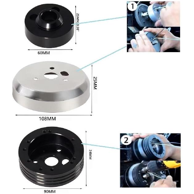 5/6 Hole Billet Steering Wheel Hub Adapter Kit Compatible With Chevy GM Flaming River Ididit Buick Jeep Cadillac