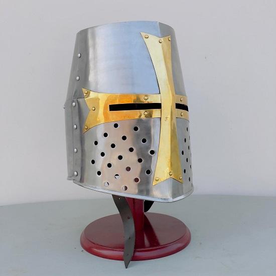 Handmade Crusader Knight Helmet Medieval Templar Steel