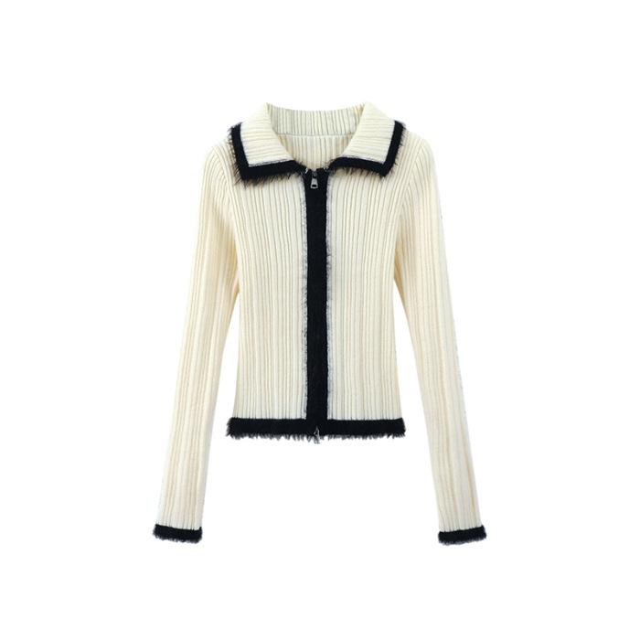 

Autumn and winter new Christmas wear red double zipper knitted cardigan women s slim jacket short one size fits all