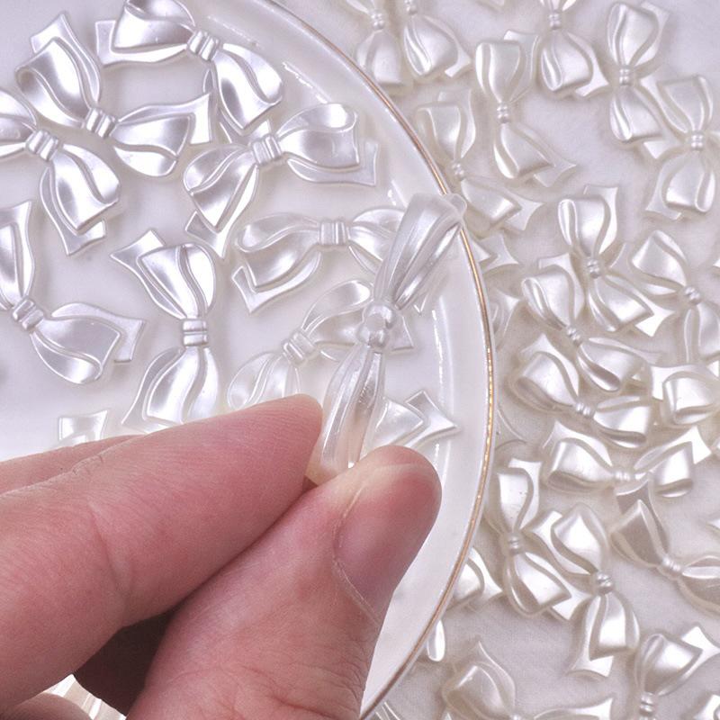 10Pcs White Bowknot Bow Acrylic Beads Loose Spacer Charm Beads For Jewelry Making Finding Set Diy Bracelets Necklace Accessories