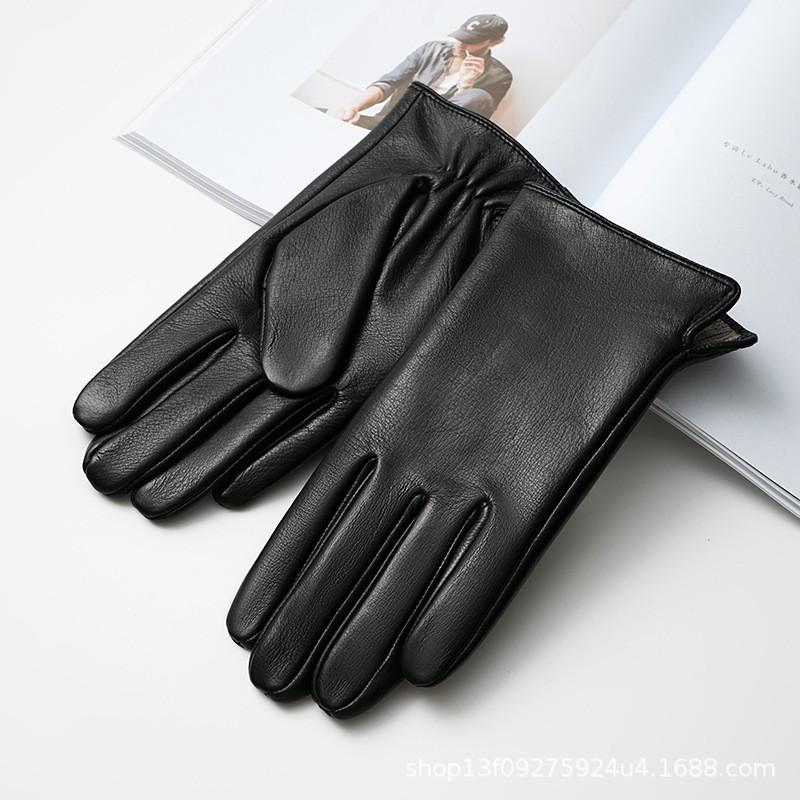 Mens Genuine Leather Gloves Touchscreen Warm Wool Lining Winter Windproof Business Casual