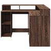 LED Desk in Brown Oak Look 130x130x91 cm Particleboard