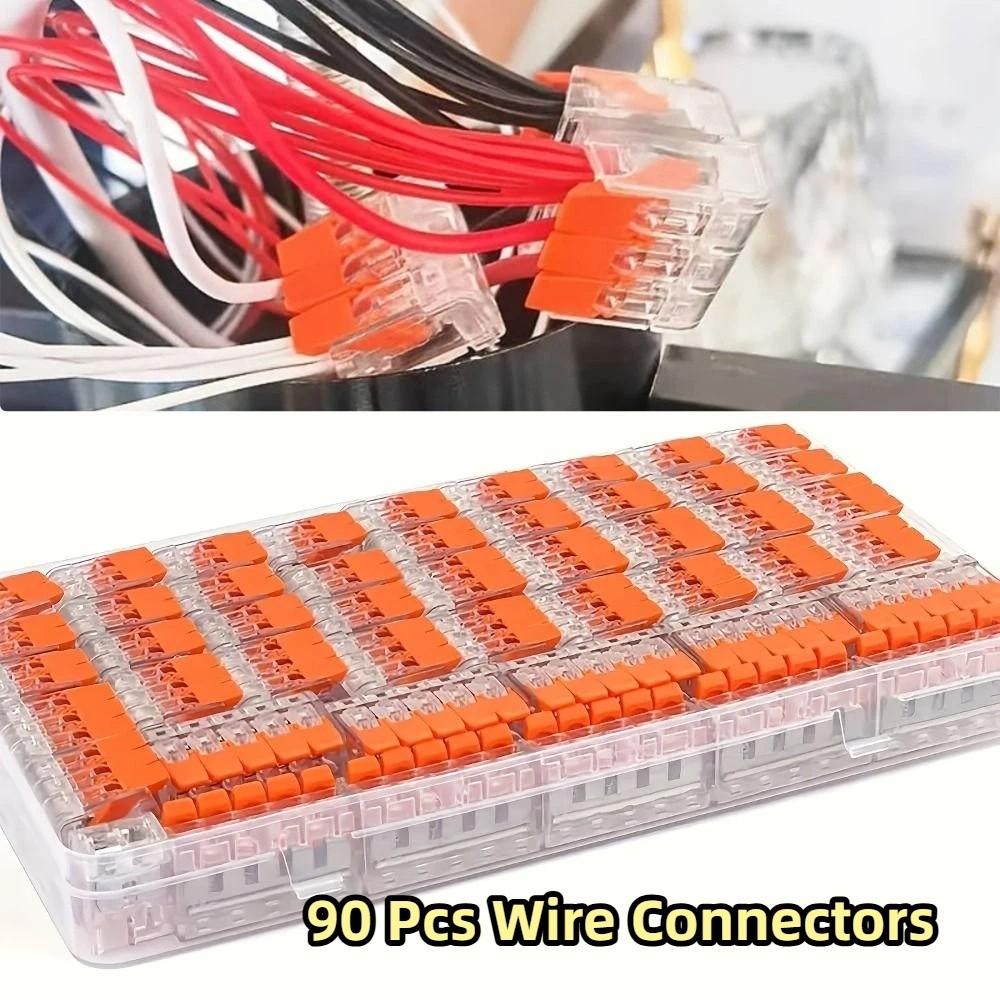 90 PCS Push-in Wire Connector Assortment Pack Electrical Lever Wire Connectors  Flexible Wires
