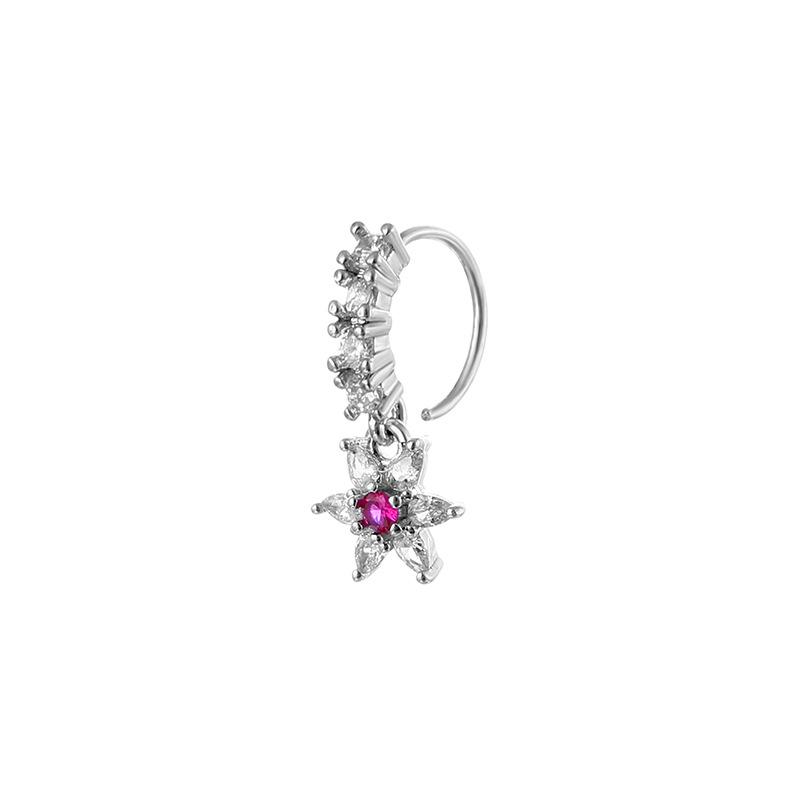 Lady s pierced ear piercing, Zircon cross nose stud, butterfly nose ring piercing, nose jewelry