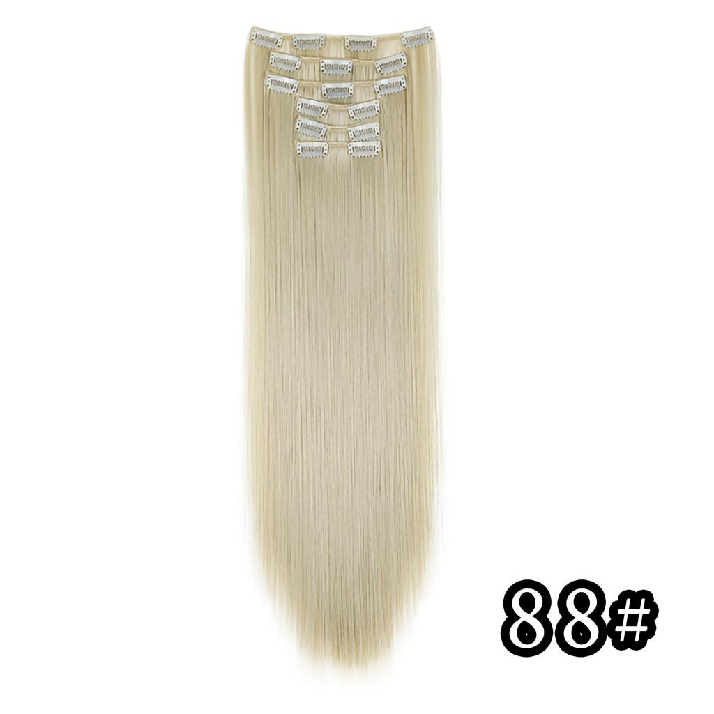 Estensioni Capelli 24 Pollici 16 Clip Acconciatura Lunga Liscia Sintetiche Bionde Nere Extension Resistenti al Calore Capelli Finti Uso Quotidiano