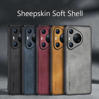 Luxury Sheepskin Leather Silicone Phone Back Case Cover for Huawei Pura 70 Pro+ P60 Pro  Bumper for Huawei Pura 70 Ultra
