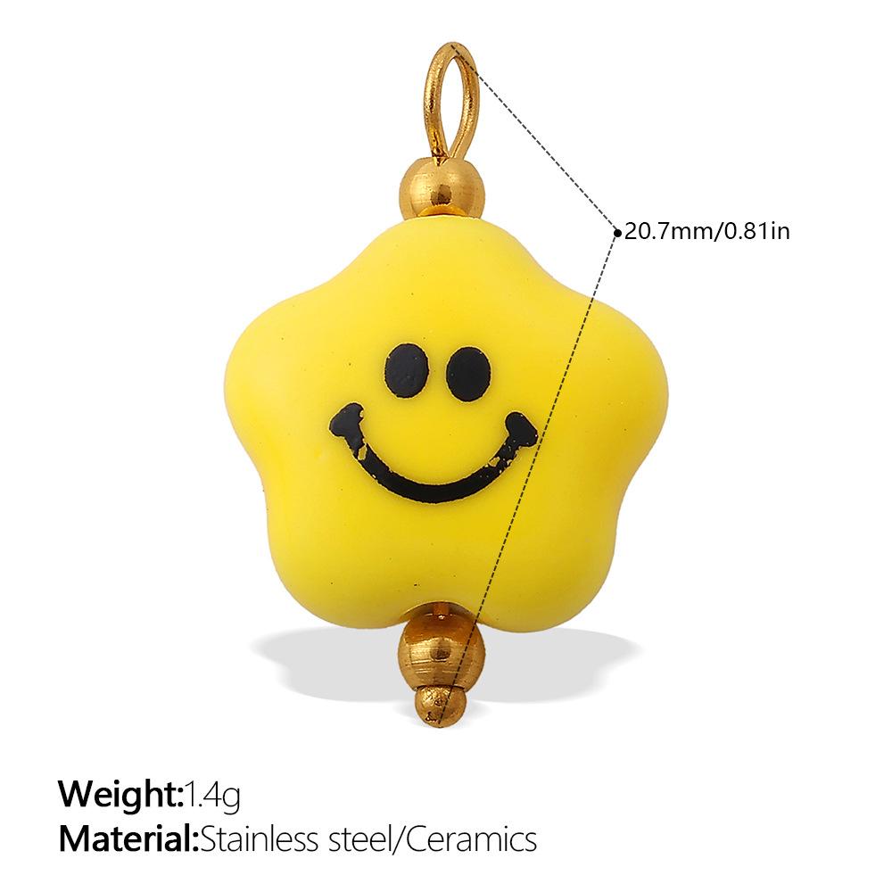 European and American sweet and cool style DIY dopamine ceramic pendant stainless steel plated 18K gold creative jewelry collection