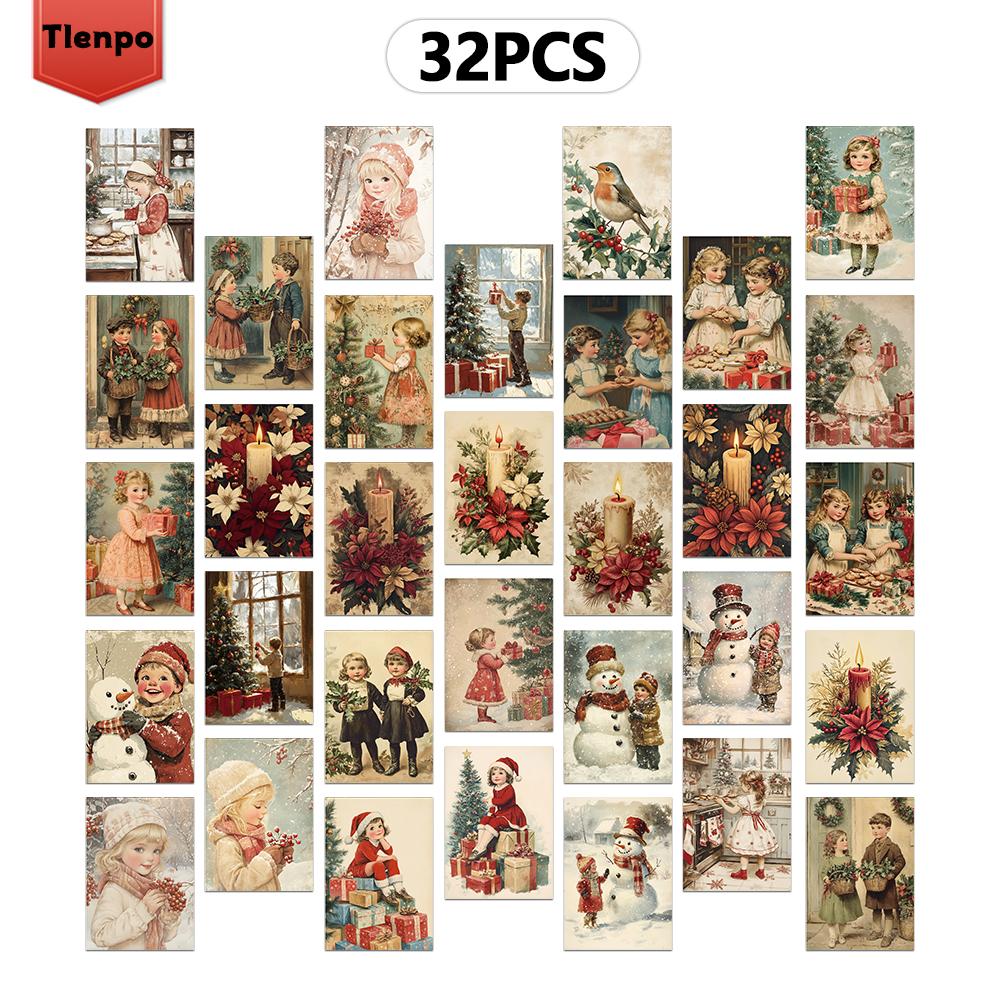 

32 шт., Винтажные рождественские открытки, Рождество, Подарки на день рождения/юбилей, Коллекционные, Идеально для подарка, Готовы к отправке почтой.