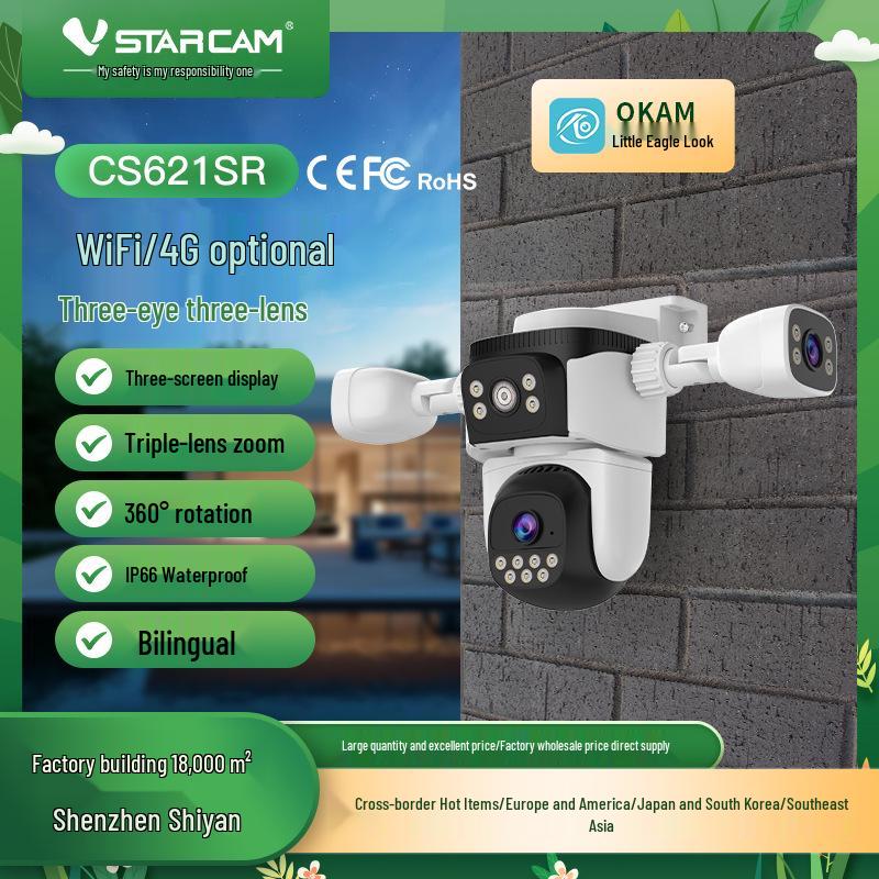 Outdoor 360° Multi-Lens Camera with Triple-Screen Monitoring