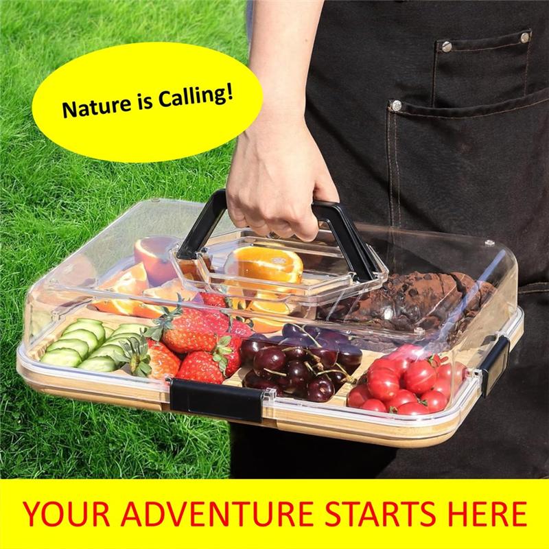 A25F-Travel Portable Charcuterie Boxes With Clear Lid, Charcuterie Board Cheese Board Cutting Boards For Kitchen Newhome Gift