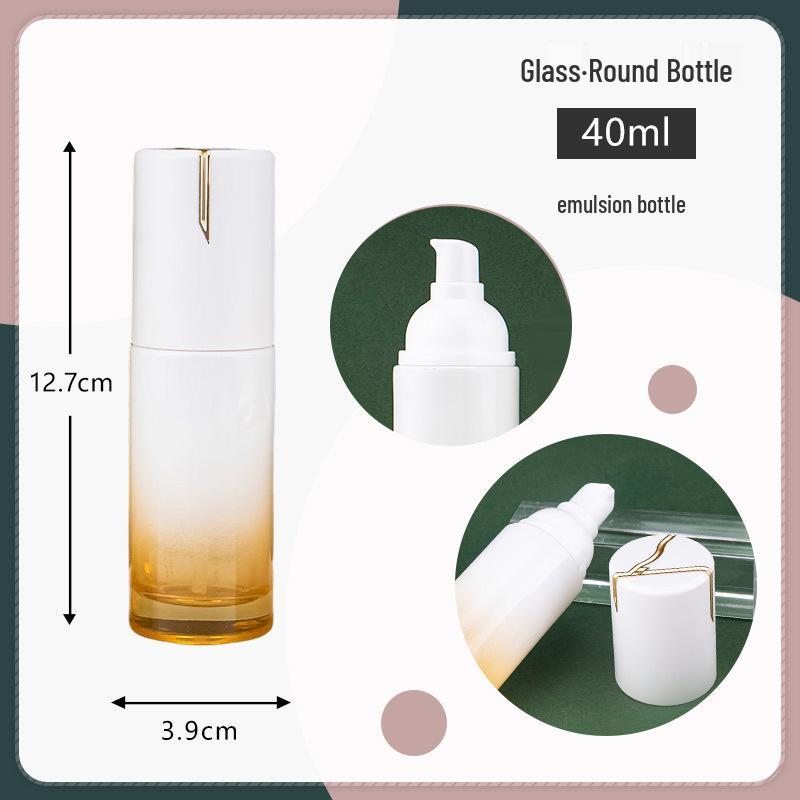 

White & Yellow Gradient Makeup Packaging Bottle – 30g Skincare, 40ml Glass Empty Bottle for Beauty Salon.