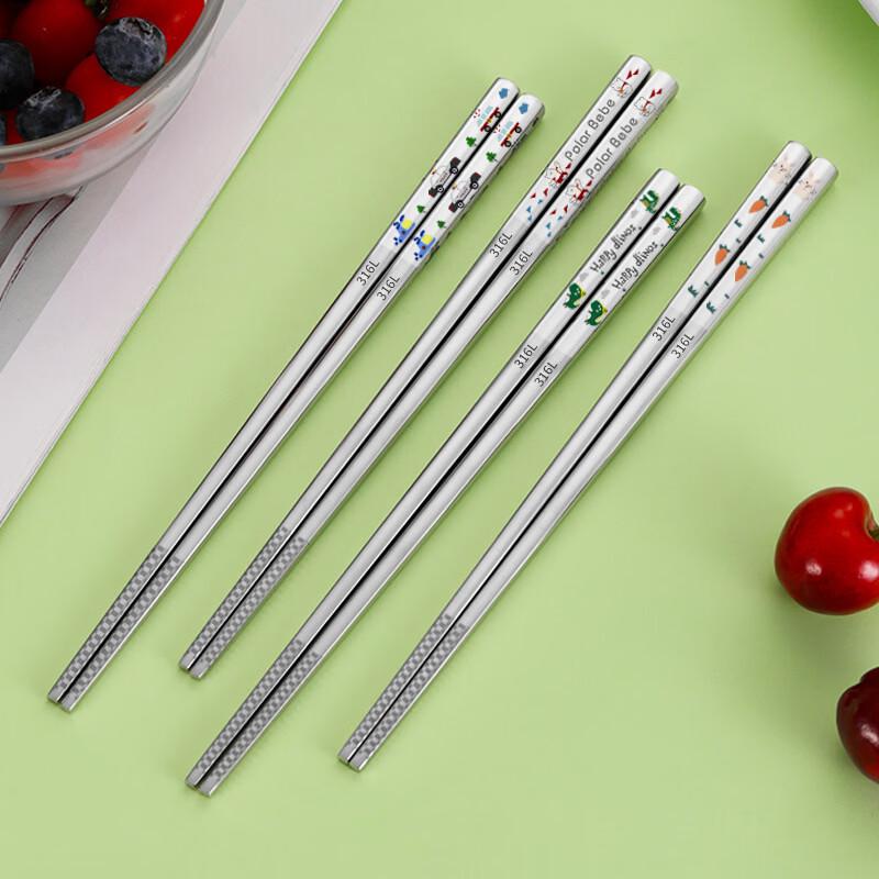 Ru Han Cartoon Anti-slip Kids' Stainless Steel Chopsticks
