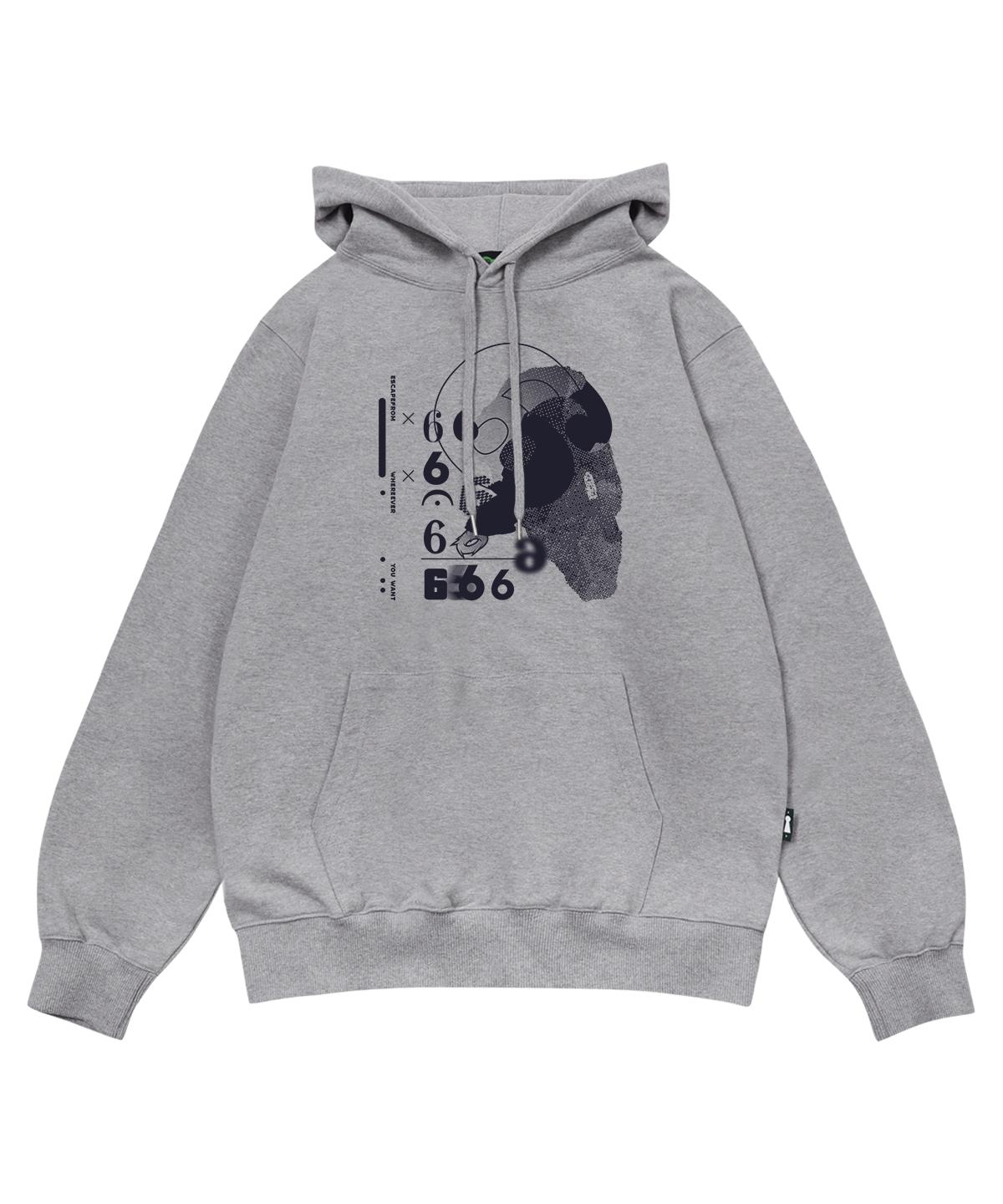 Escape From 6 Stone Print Hoodie Gray L