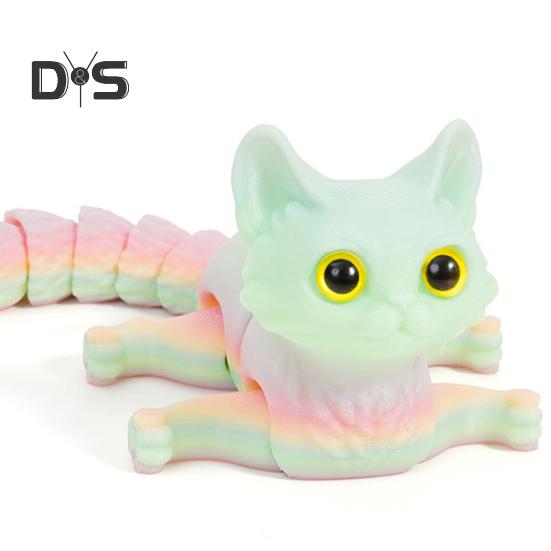 3D-gedrucktes Katzenspielzeug, flexible Gelenke, artikuliertes Katzenmodell für Erwachsene, 3D-gedruckte Tiere, Zappelspielzeug für die Dekoration im Homeoffice oder Klassenzimmer