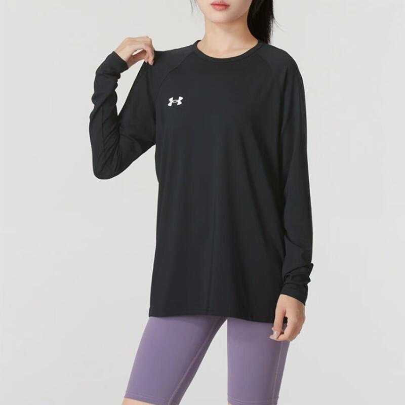 Under Armour Quick-Dry Breathable Moisture-Wicking Long Sleeve T-Shirt Unisex tops Black 24600601-001