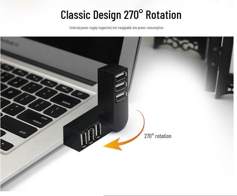 3-Port Rotating USB 2.0 Hub Splitter