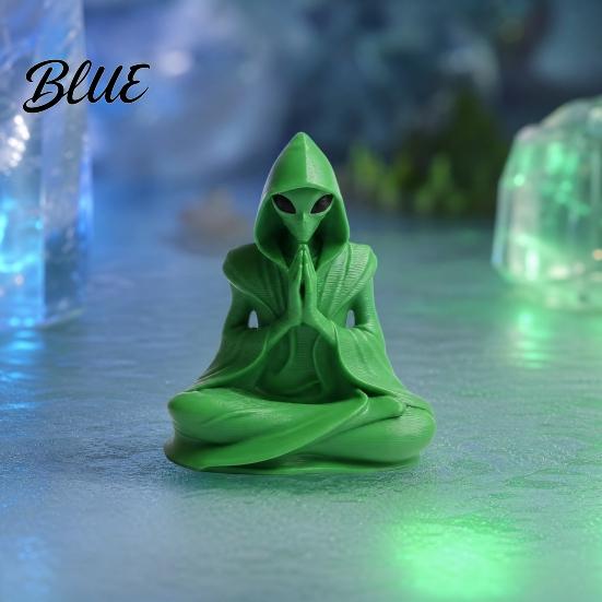 Bookcase Alien Figurine Ornament Matte Meditation Zen Statue 3D Printed Desk Decor Gray Figure Cute Extraterrestrial for Home Office