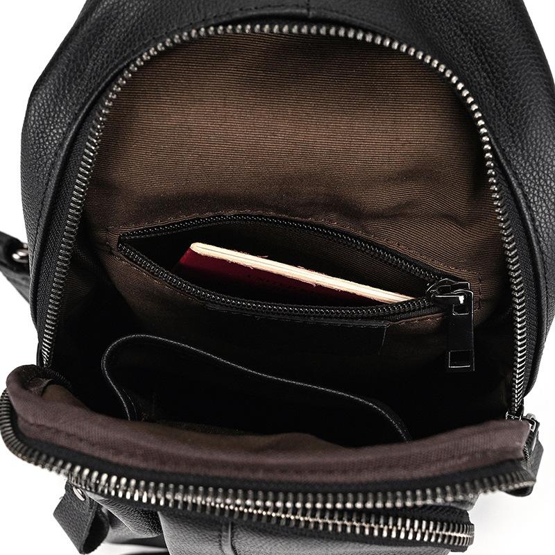 Newsbirds Casual Men's Chest Bag Genuine Leather Single Shoulder Cross Body Bag Soft Cow Leather Chest Pack For Men Slinig Bags